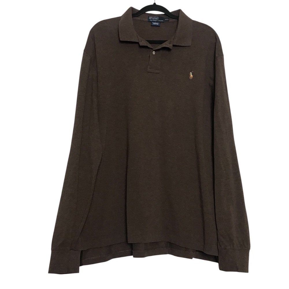 Polo Ralph Lauren Brown Pima Cotton Long Sleeve Polo Shirt Mens Sz XXL Preppy